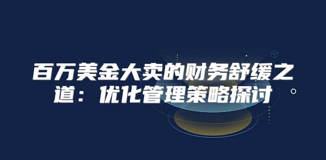 百万美金大卖的财务舒缓之道：优化管理策略探讨