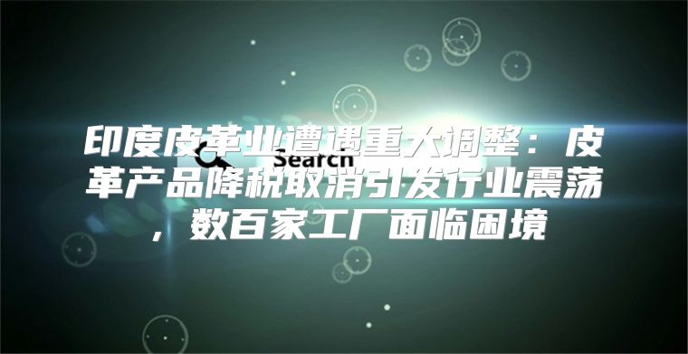 印度皮革业遭遇重大调整：皮革产品降税取消引发行业震荡，数百家工厂面临困境