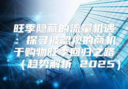 旺季隐藏的流量机遇：探寻被忽视的商机于购物旺季回归之路趋势解析 2025