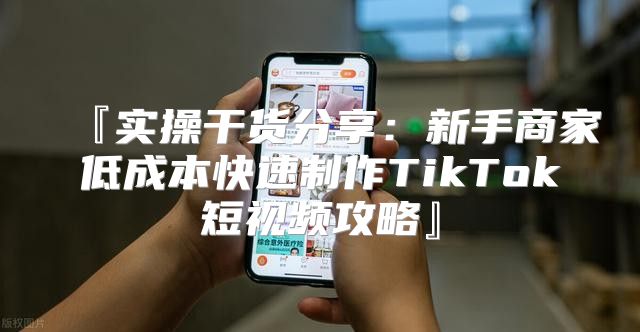 『实操干货分享：新手商家低成本快速制作TikTok短视频攻略』