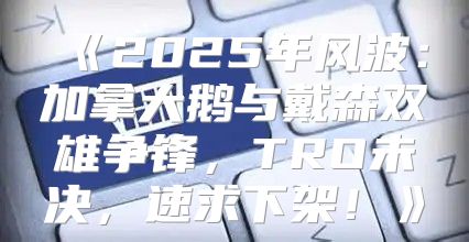 2025年风波：加拿大鹅与戴森双雄争锋，TRO未决，速求下架！