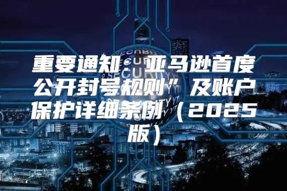 重要通知：亚马逊首度公开封号规则”及账户保护详细条例2025版