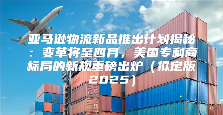 亚马逊物流新品推出计划揭秘：变革将至四月，美国专利商标局的新规重磅出炉拟定版2025