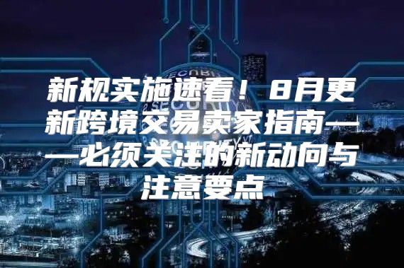 新规实施速看！8月更新跨境交易卖家指南——必须关注的新动向与注意要点