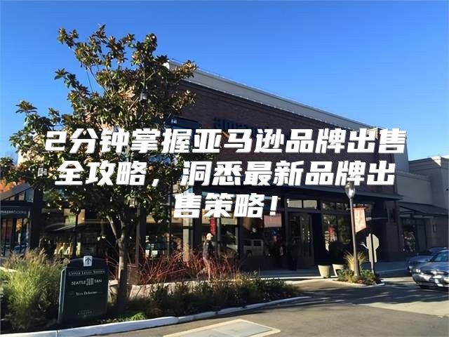 2分钟掌握亚马逊品牌出售全攻略，洞悉最新品牌出售策略！