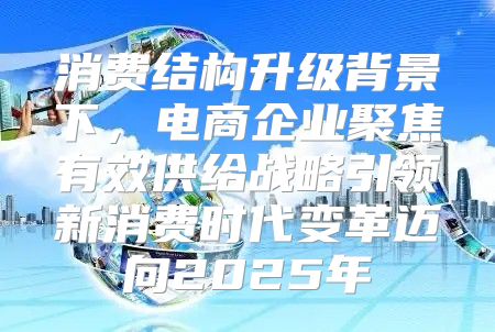 消费结构升级背景下，电商企业聚焦有效供给战略引领新消费时代变革迈向2025年