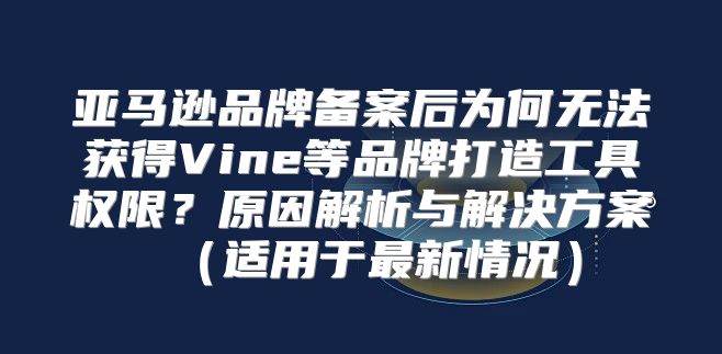 亚马逊品牌备案后为何无法获得Vine等品牌打造工具权限？原因解析与解决方案适用于最新情况