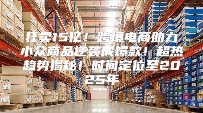 狂卖15亿！跨境电商助力小众商品逆袭成爆款！超热趋势揭秘！时间定位至2025年