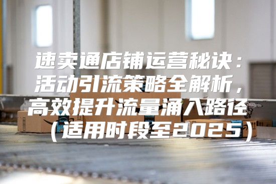 速卖通店铺运营秘诀：活动引流策略全解析，高效提升流量涌入路径适用时段至2025