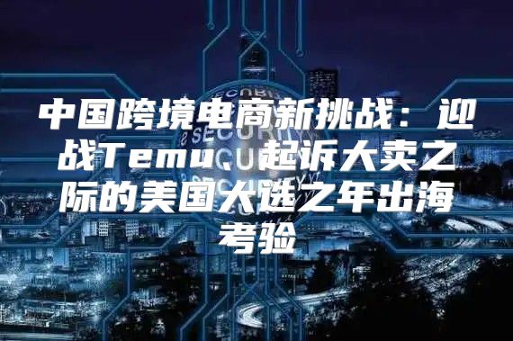 中国跨境电商新挑战：迎战Temu、起诉大卖之际的美国大选之年出海考验
