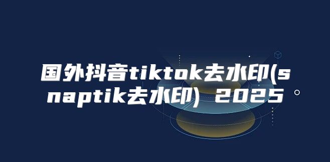 国外抖音tiktok去水印(snaptik去水印) 2025