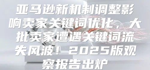 亚马逊新机制调整影响卖家关键词优化，大批卖家遭遇关键词流失风波！2025版观察报告出炉