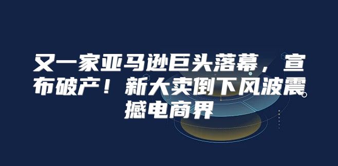 又一家亚马逊巨头落幕，宣布破产！新大卖倒下风波震撼电商界