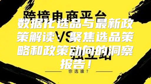 数据化选品与最新政策解读：聚焦选品策略和政策动向的洞察报告！