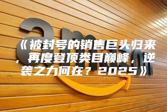 被封号的销售巨头归来，再度登顶类目巅峰，逆袭之力何在？2025