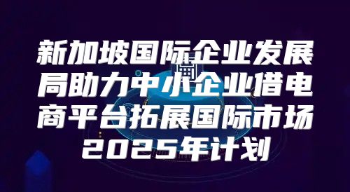 新加坡国际企业发展局助力中小企业借电商平台拓展国际市场2025年计划