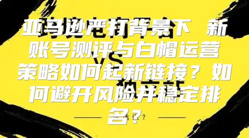 亚马逊严打背景下 新账号测评与白帽运营策略如何起新链接？如何避开风险并稳定排名？