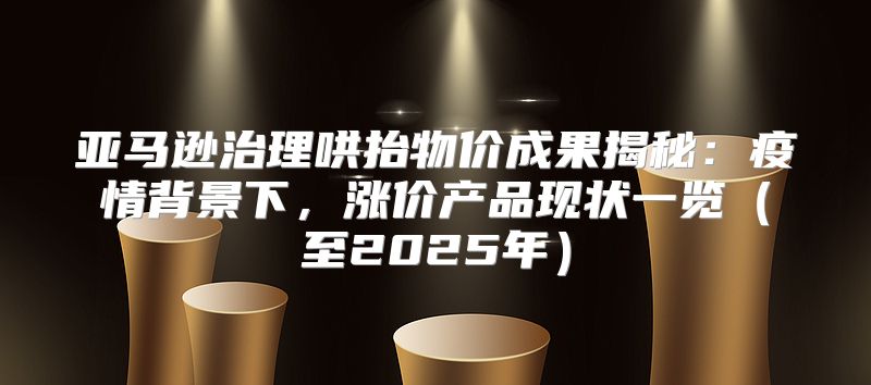 亚马逊治理哄抬物价成果揭秘：疫情背景下，涨价产品现状一览至2025年