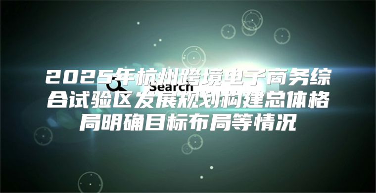 2025年杭州跨境电子商务综合试验区发展规划构建总体格局明确目标布局等情况