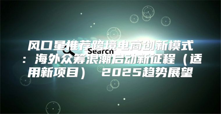 风口星推荐跨境电商创新模式：海外众筹浪潮启动新征程适用新项目 2025趋势展望