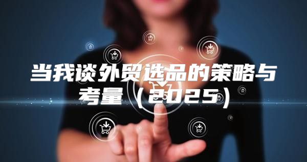 当我谈外贸选品的策略与考量2025