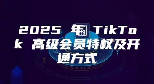 2025 年 TikTok 高级会员特权及开通方式