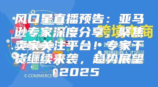风口星直播预告：亚马逊专家深度分享，聚焦卖家关注平台！专家干货继续来袭，趋势展望2025
