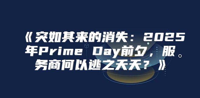 突如其来的消失：2025年PrimeDay前夕，服务商何以逃之夭夭？