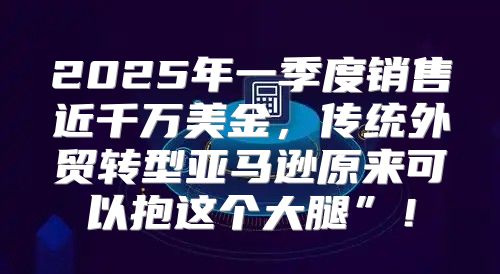 2025年一季度销售近千万美金，传统外贸转型亚马逊原来可以抱这个大腿”！