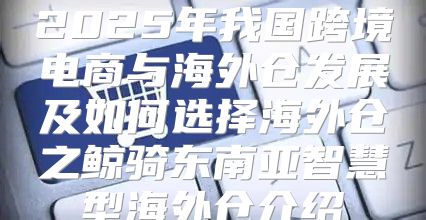 2025年我国跨境电商与海外仓发展及如何选择海外仓之鲸骑东南亚智慧型海外仓介绍