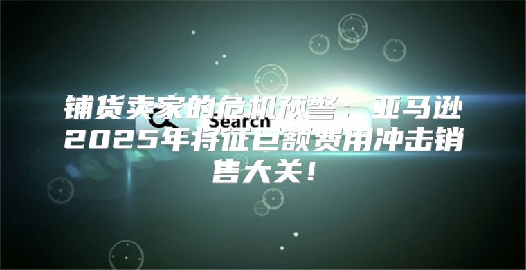 铺货卖家的危机预警：亚马逊2025年将征巨额费用冲击销售大关！