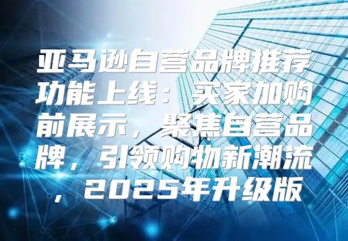 亚马逊自营品牌推荐功能上线：买家加购前展示，聚焦自营品牌，引领购物新潮流，2025年升级版