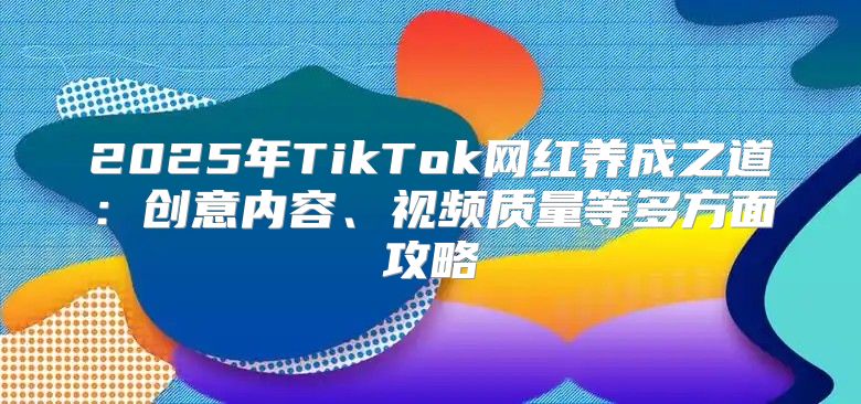 2025年TikTok网红养成之道：创意内容、视频质量等多方面攻略