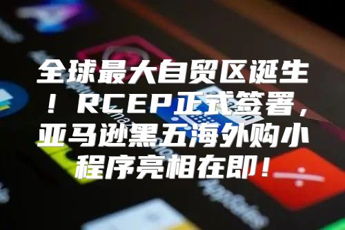全球最大自贸区诞生！RCEP正式签署，亚马逊黑五海外购小程序亮相在即！