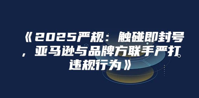 2025严规：触碰即封号，亚马逊与品牌方联手严打违规行为