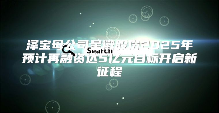 泽宝母公司星徽股份2025年预计再融资达5亿元目标开启新征程