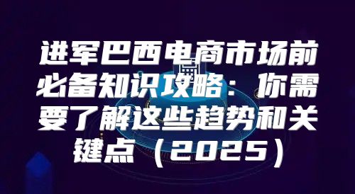 进军巴西电商市场前必备知识攻略：你需要了解这些趋势和关键点2025
