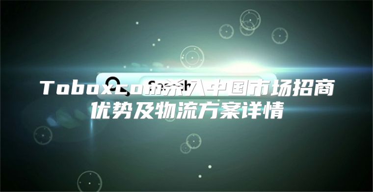 Toboxcom杀入中国市场招商优势及物流方案详情