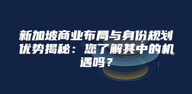 新加坡商业布局与身份规划优势揭秘：您了解其中的机遇吗？