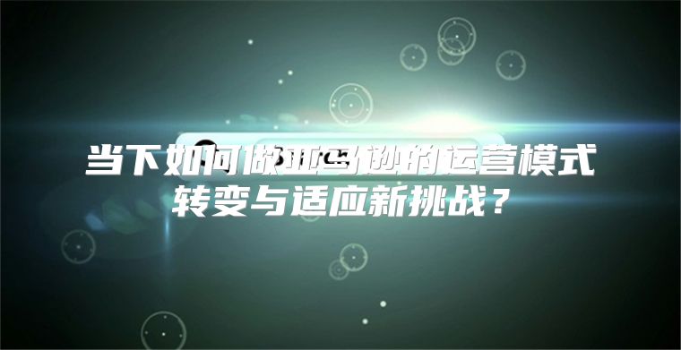 当下如何做亚马逊的运营模式转变与适应新挑战？