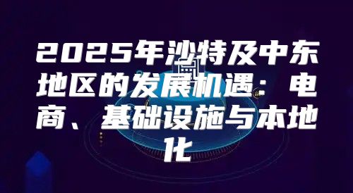2025年沙特及中东地区的发展机遇：电商、基础设施与本地化
