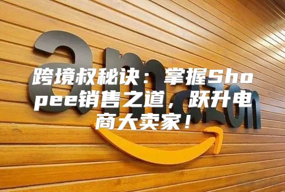 跨境叔秘诀：掌握Shopee销售之道，跃升电商大卖家！
