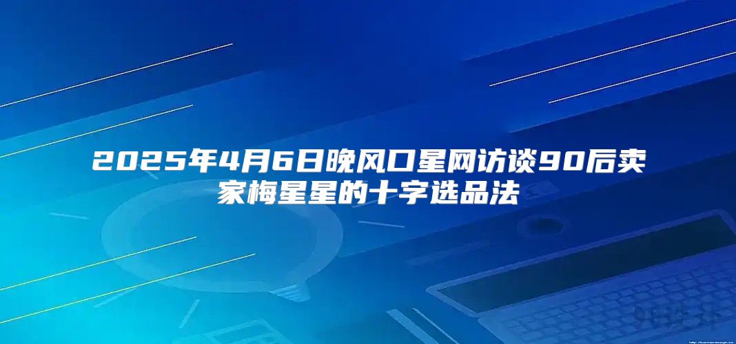 2025年4月6日晚风口星网访谈90后卖家梅星星的十字选品法