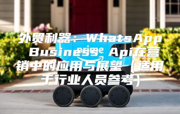 外贸利器：WhatsApp Business Api在营销中的应用与展望适用于行业人员参考