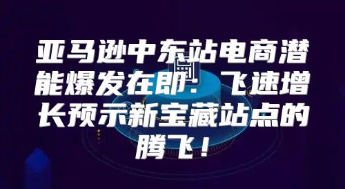 亚马逊中东站电商潜能爆发在即：飞速增长预示新宝藏站点的腾飞！