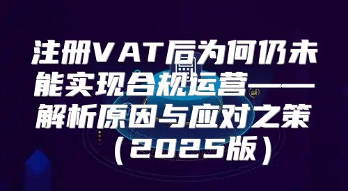 注册VAT后为何仍未能实现合规运营——解析原因与应对之策2025版