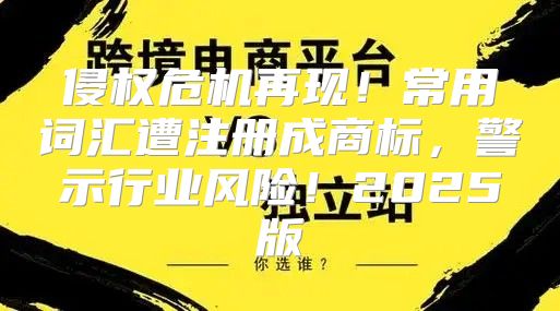 侵权危机再现！常用词汇遭注册成商标，警示行业风险！2025版