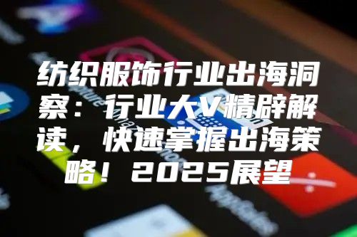 纺织服饰行业出海洞察：行业大V精辟解读，快速掌握出海策略！2025展望