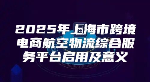 2025年上海市跨境电商航空物流综合服务平台启用及意义
