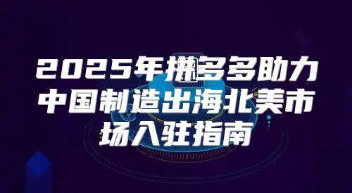 2025年拼多多助力中国制造出海北美市场入驻指南